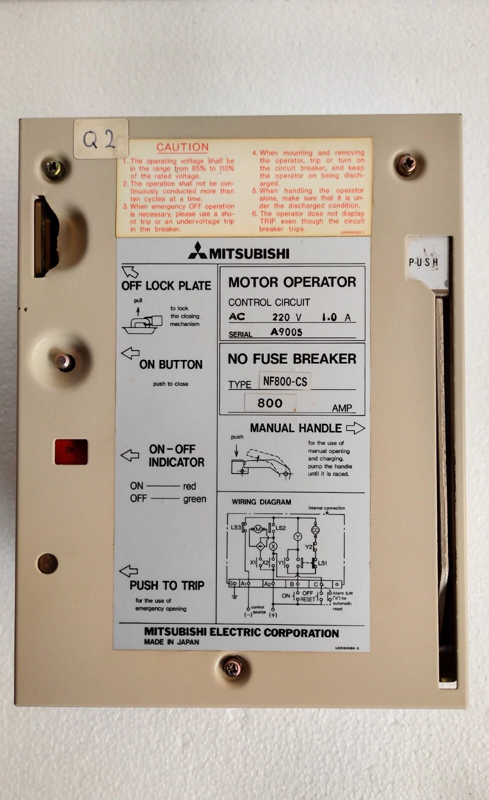 Mitsubishi nf800-cs / NF-800-CS Motor Operator Control Unit